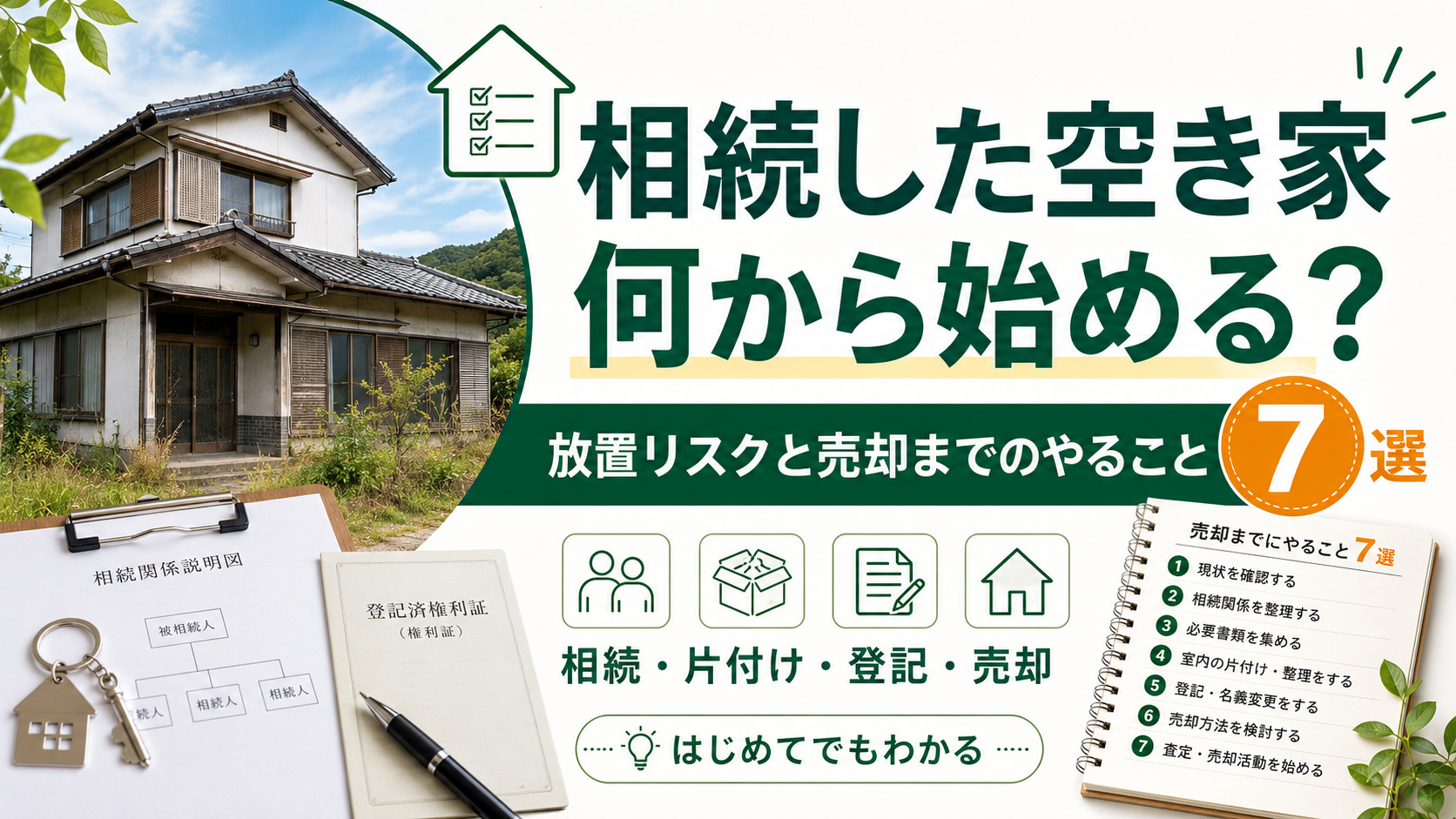 相続した空き家は何から始める？不動産を放置するリスクと売却までにやること7選
