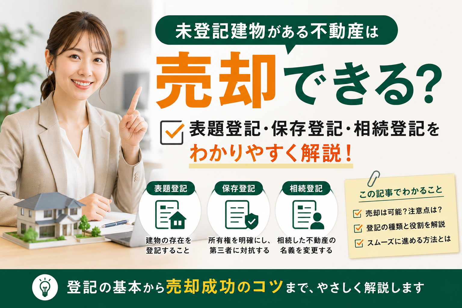 未登記建物がある不動産は売却できる？表題登記・保存登記・相続登記をわかりやすく解説