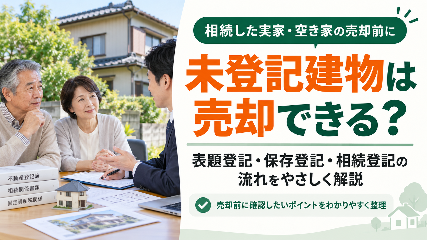未登記建物がある不動産は売却できる？表題登記・保存登記・相続登記をわかりやすく解説
